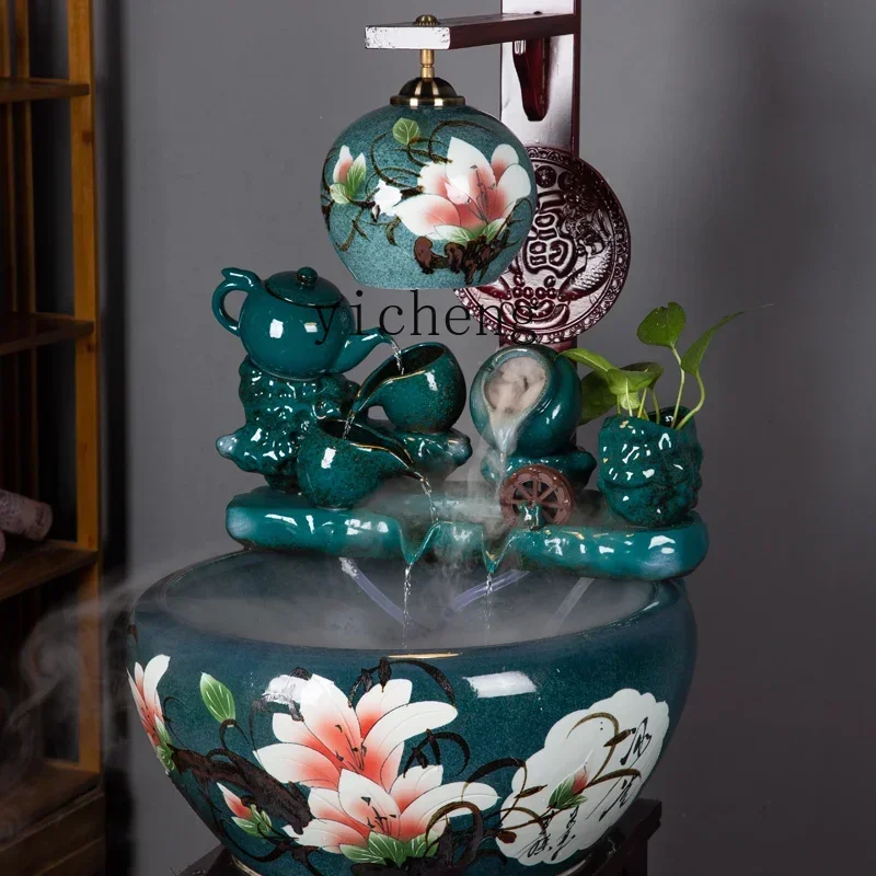 v2 ceramic cabinet water landscaping fish tank ornament living room office fountain floor-to-ceiling water feature ornament