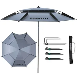 Large Umbrella For Fishing Summer Sun Protection Shading Double Layer Rainproof Outdoor Fishing Umbrella Beach Camping Parasol