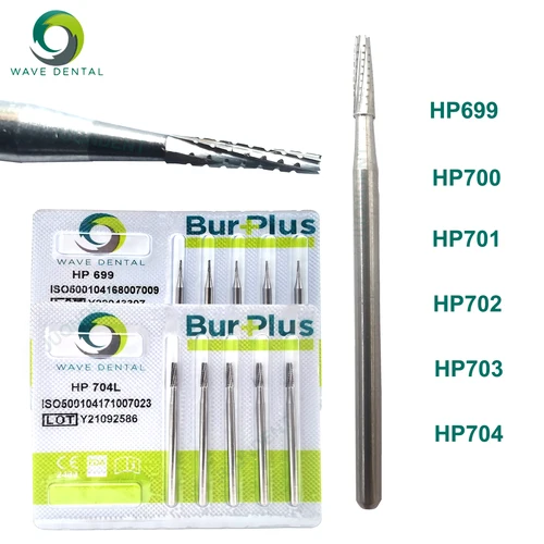 Fresas de carburo de tungsteno Dental WAVE, taladros de odontología de baja velocidad HP699 HP700 HP701 HP702 HP703 HP704, productos dentales, 5 unidades por paquete