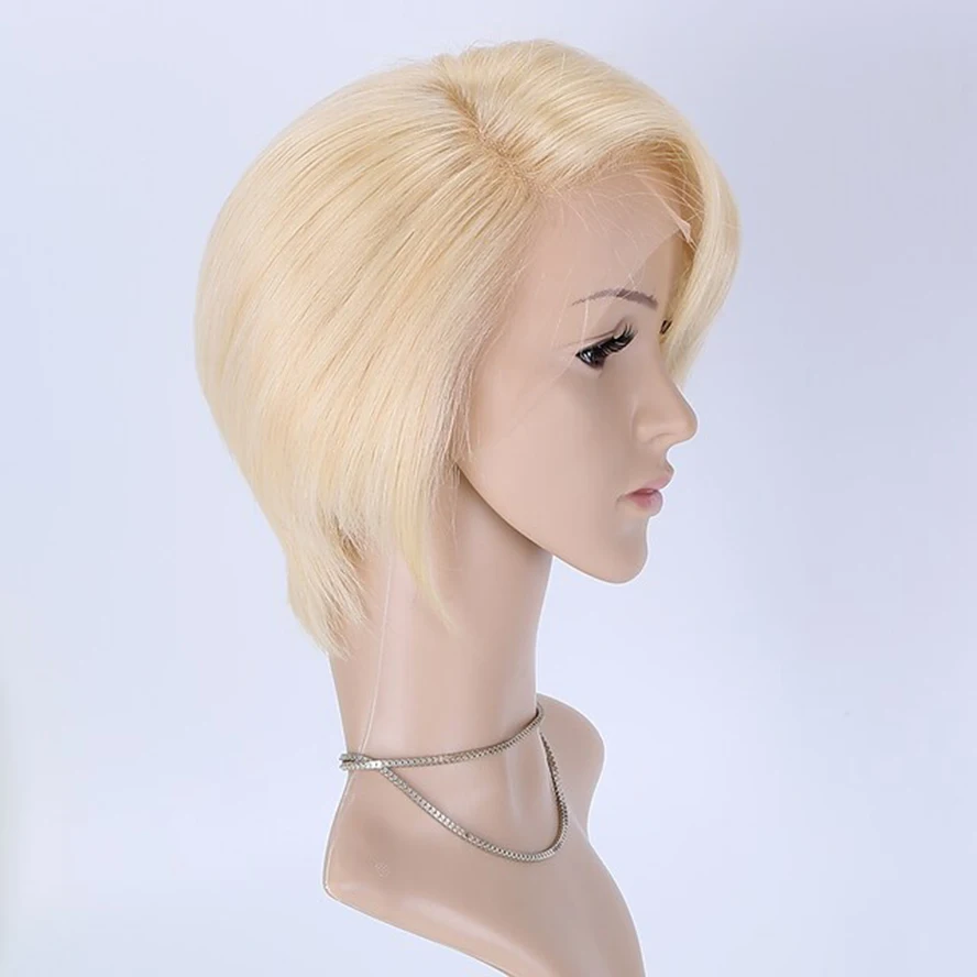 Synthetic Hair Capless Wig For Women 613 Honey Blonde Lace Front Wig Brazilian Short Pixie Cut Bob Wigs Full Machine Made wig