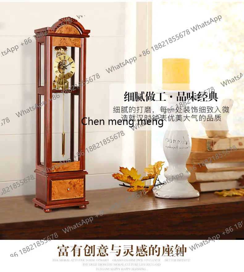 Solid wood mechanical clock Living room Chinese hour bell pendulum vertical clock HD96125