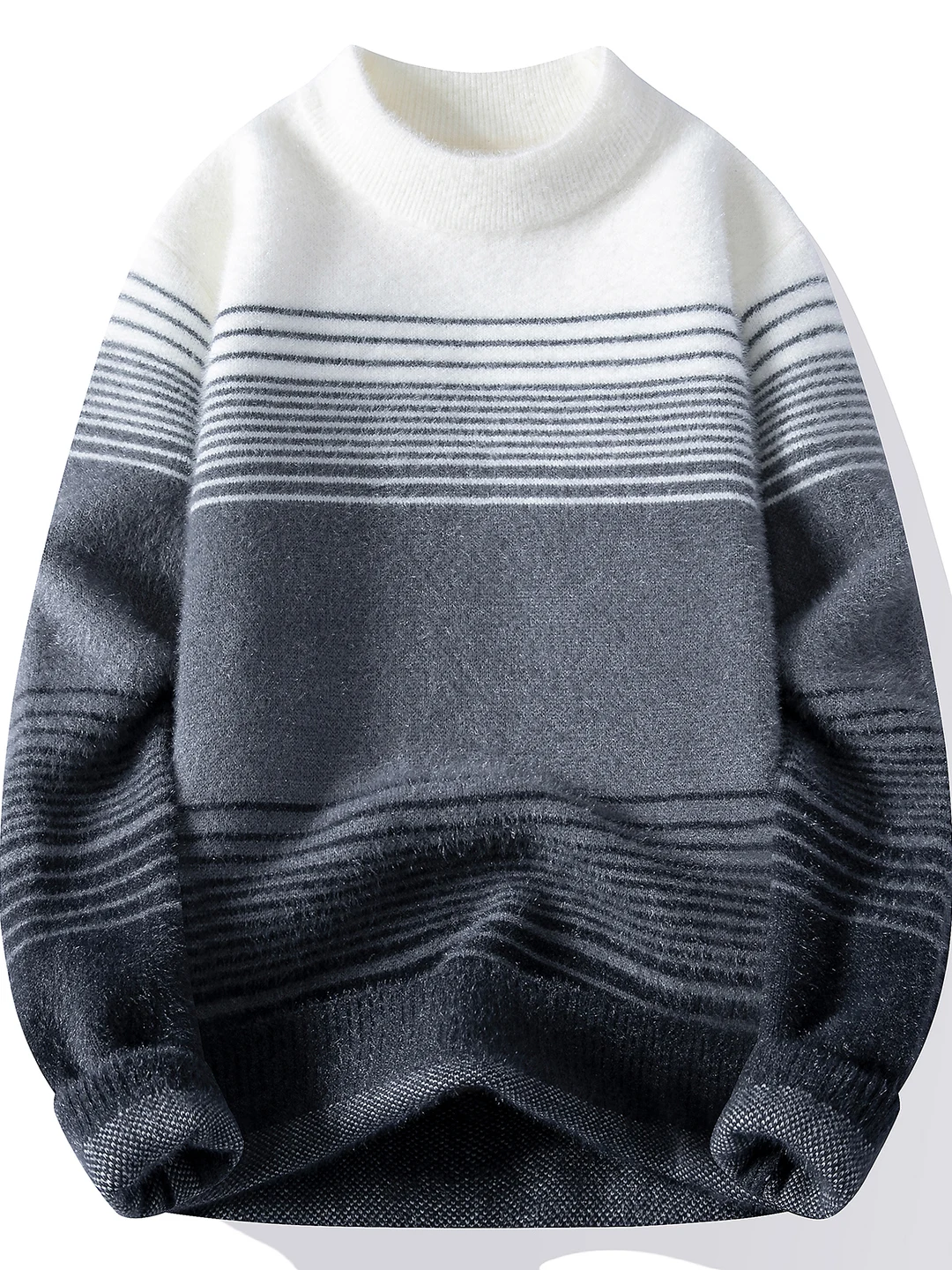 

Мужской вязаный свитер с высоким воротником, весна-осень, новый подростковый полосатый круглый свитер Ne Base irt, повседневный, удобный, мягкий