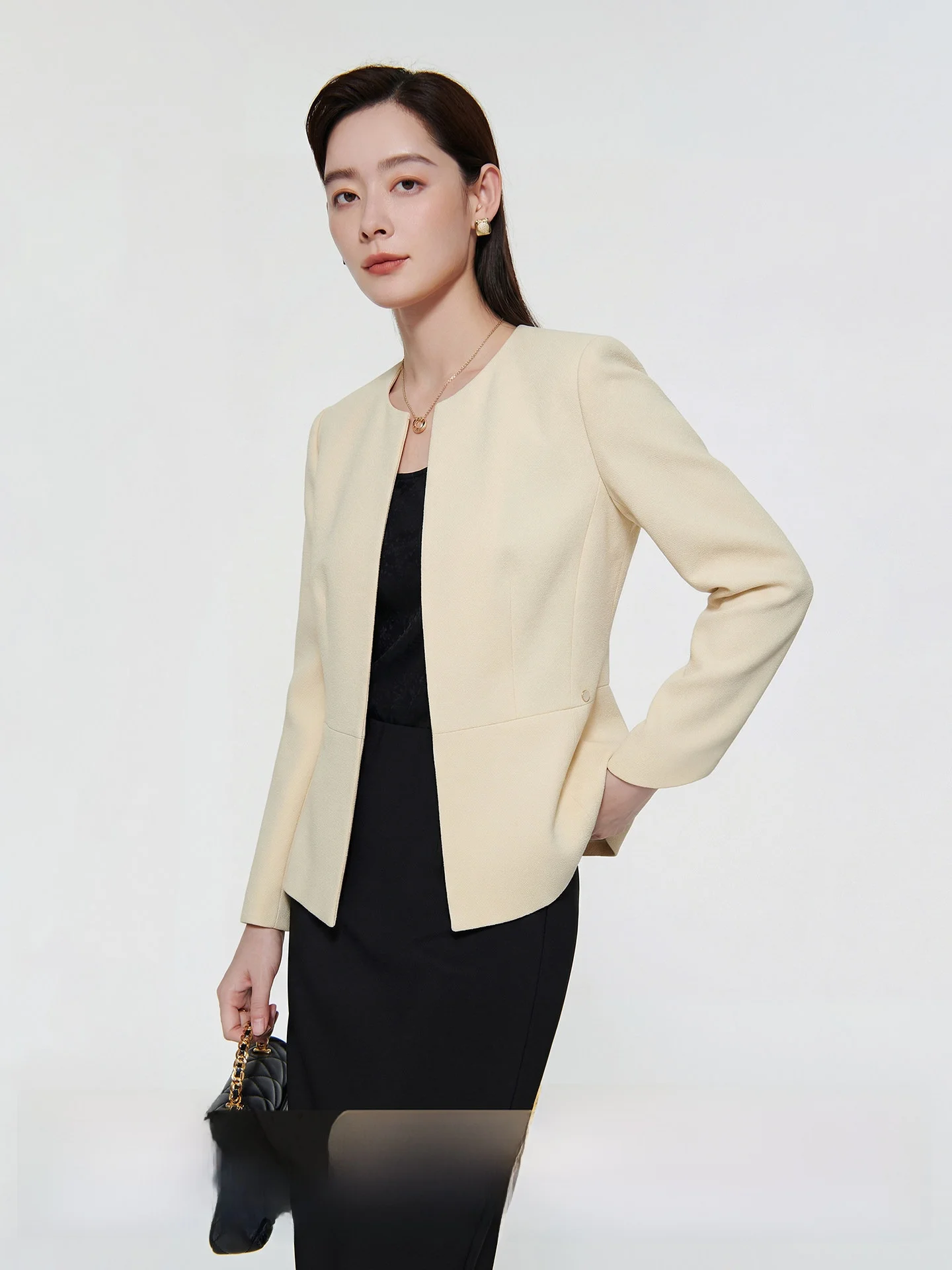 

Женский пиджак Ele Pearl из ацетата с жемчужным декором, универсальный, стройнящий, для повседневной носки и делового стиля