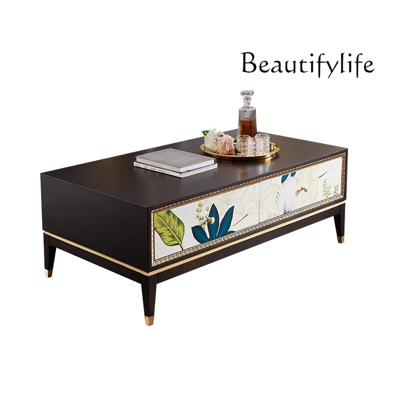 

Coffee Table Italian Minimalist TV Cabinet and Tea Table Combination American Rectangular Painted Solid Wood Tea Table