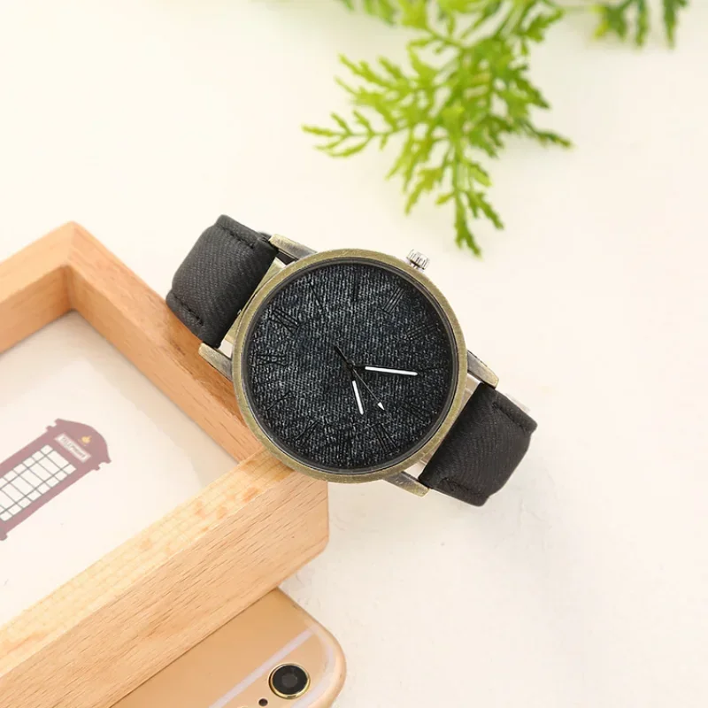 Reloj de mujer con correa de cuero vaquero a la moda, relojes de cuarzo informales, relojes de vestir para mujer, reloj de pulsera femenino para