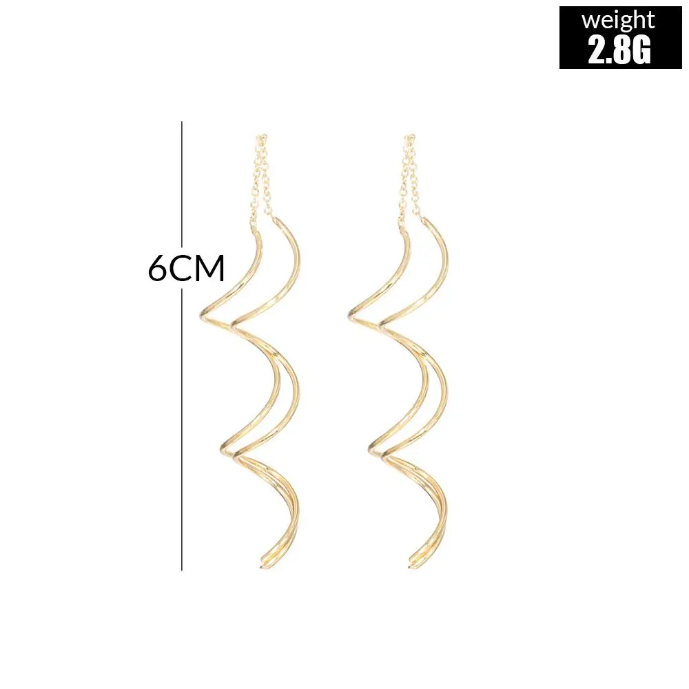 Retro Unique Tassel Statement Twisted Long Line Ear Line Drop Earrings Jewelry Ear Studs