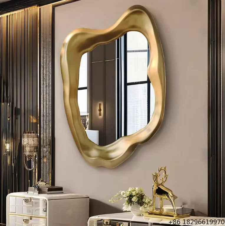Vintage Luxury Irregular Frame Wall Mirror European Art Deco Style For Hotel Lobby Wedding Event Decor