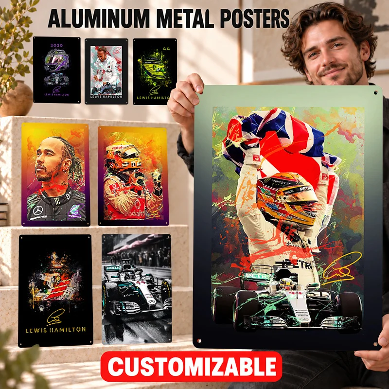Lewis Hamilton Printed Posters Champion Legacy Design Home Office Wall Art Customized Aluminum Metal Sign Gift For Sports Fans