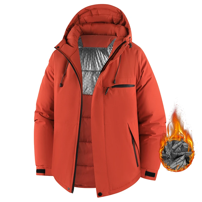 

Men Hooded Jacket Waterproof Fleece Lined Coat Winter Warm Skiing Hiking Camping Fishing Windbreaker Thickened Men Women Outdoor