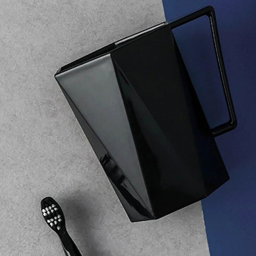 

Plastic Tumbler Cup With Handle Multi-Use Bathroom Toothbrush Cup Black Pp Material Easy Clean For Water Juice Soda