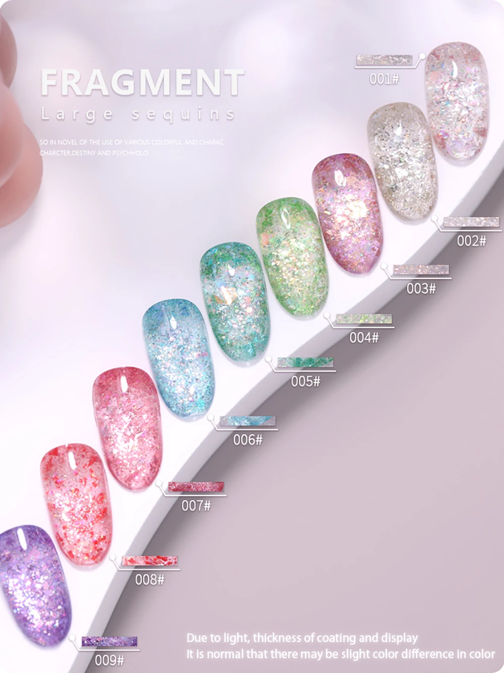 Vendeeni 9 Farben/Set Funkelnder Pailletten-Gel-Nagellack UV LED Soak-Off Gel-Lack Glänzender Sternenhimmel-Gel-Lack für Nagelkunst – Detail 3