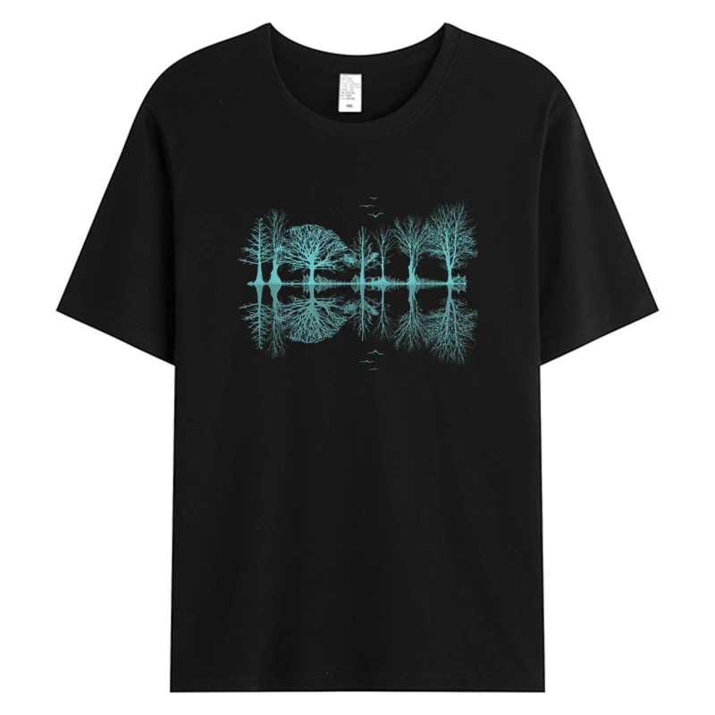 

Dropshipping Unisex T Shirt Man Nature Forest Trees Reflection Classic Forest Casual Tops Mens 100% Cotton Tees Graphic T-Shirt