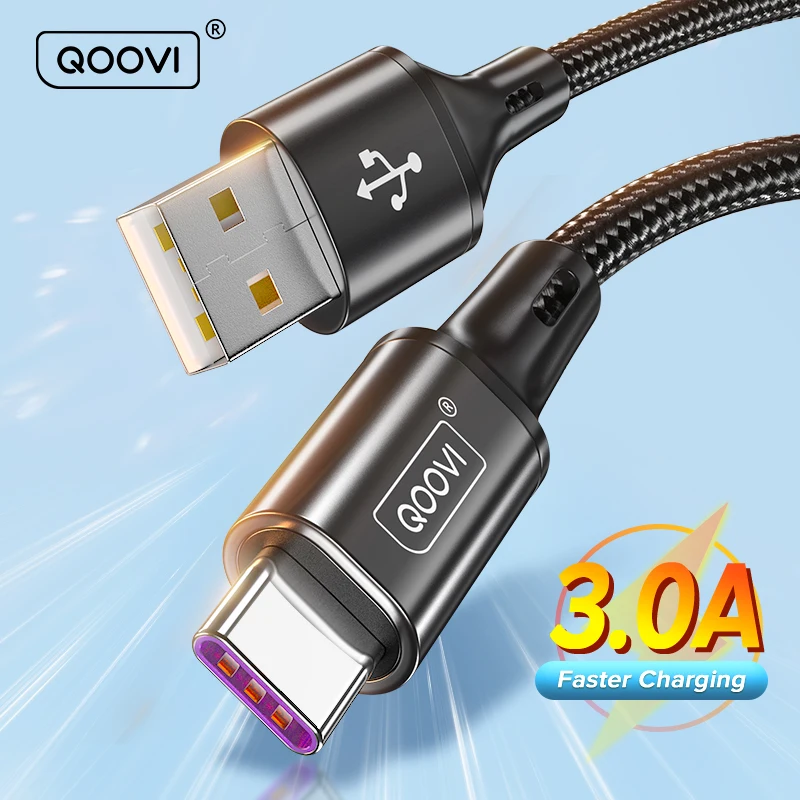 Cavo di ricarica rapida qoleather 3A USB tipo C cavo per Xiaomi Mi11 Samsung S21 A71 cavo di ricarica rapida Huawei per iPhone 13 12 Pro