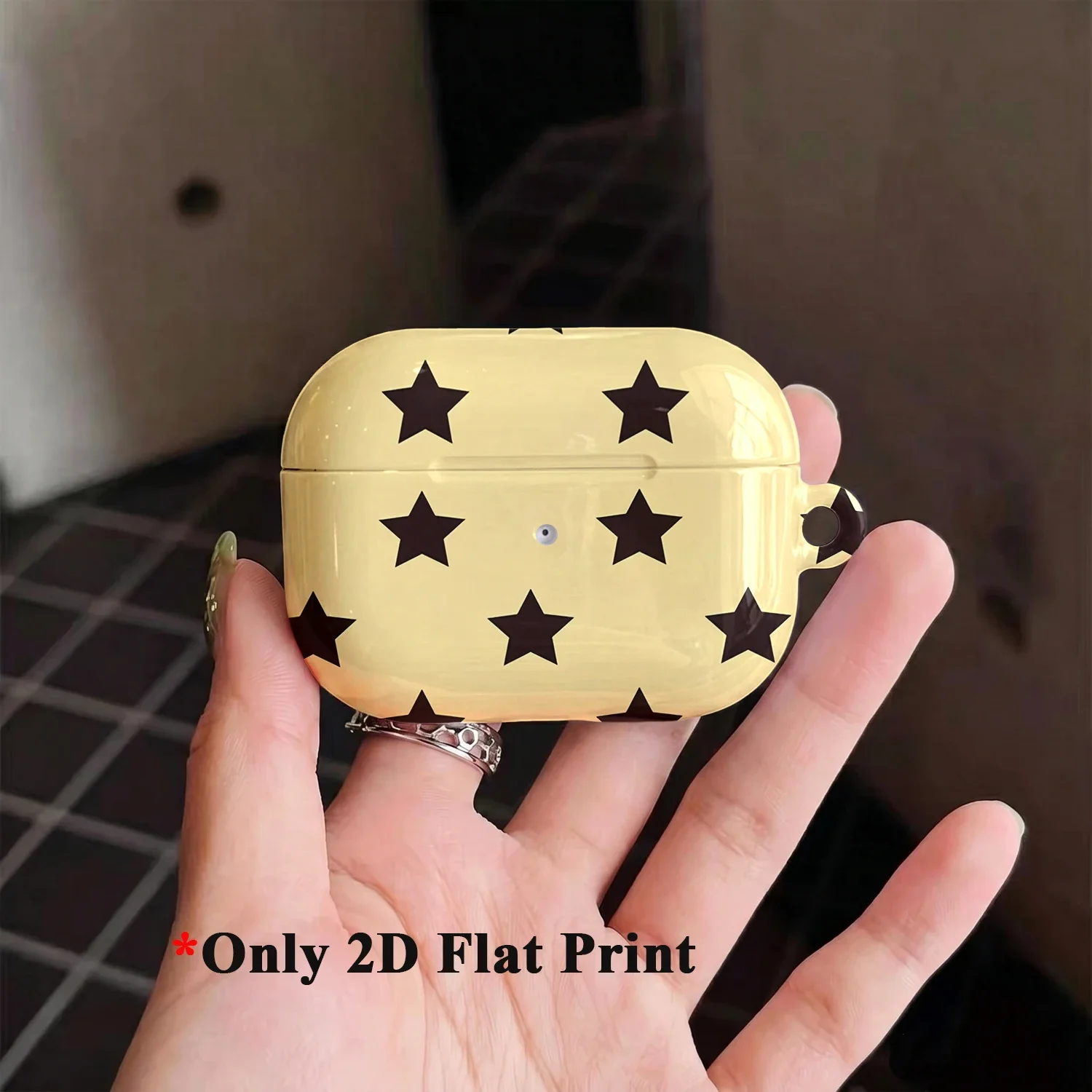 Star Pattern Minimalist Case Suitable for AirPods4 Pro3 Pro Hard Glossy Protective Case,Holiday Gifts for Friends Family