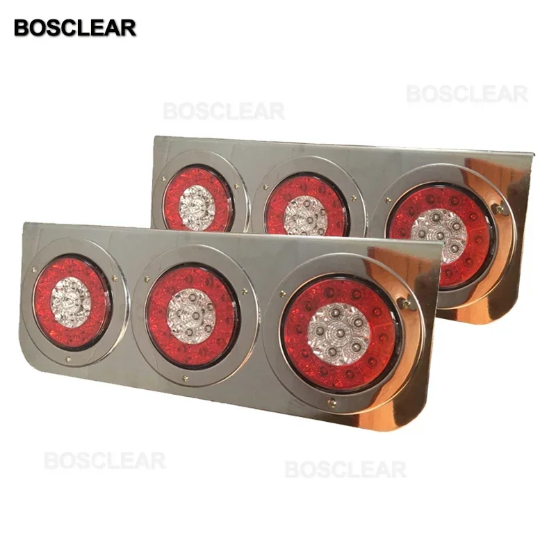 Red Yellow White 12V Car Round Tail Lights Turn Signal Light Running Rear LED Reflectors Truck Side Warning Tail Lights bosclear