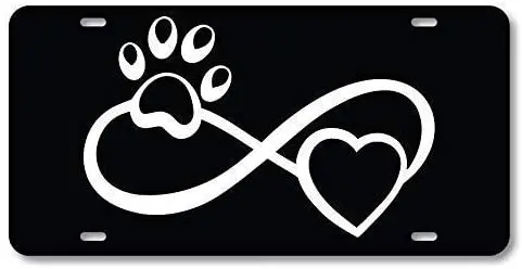 SmartCows Infinite Paw Love Cats & Dogs Animals Front Metal Aluminum License Plate Vanity car tag Home Door Sign