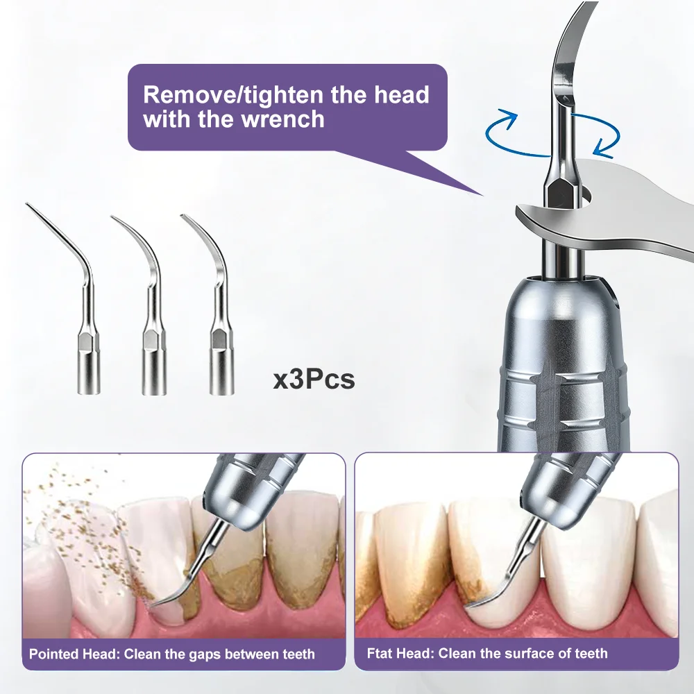 Dental Air Scaler Handpiece 2 Hole 4 Hole Pneumatic Teeth Scaler With 3 Scaling Tips Calculus Remover Dentistry Instrument view 6