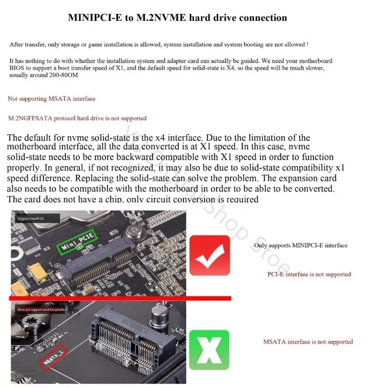 96BA M.2 M-Key Adapter Board for 2230-2280 Full Heights Mini PCIe Host Routing Use
