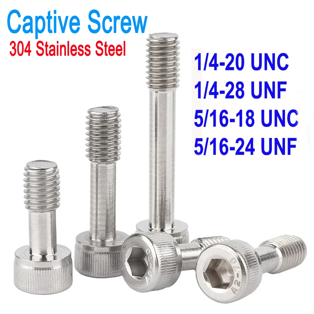 

1/4'' 5/16'' UNC UNF DIN912 SUS304 A2 Stainless Steel Hex Socket Cap Head Captive Screws Loose Bolts Anti-Loosening