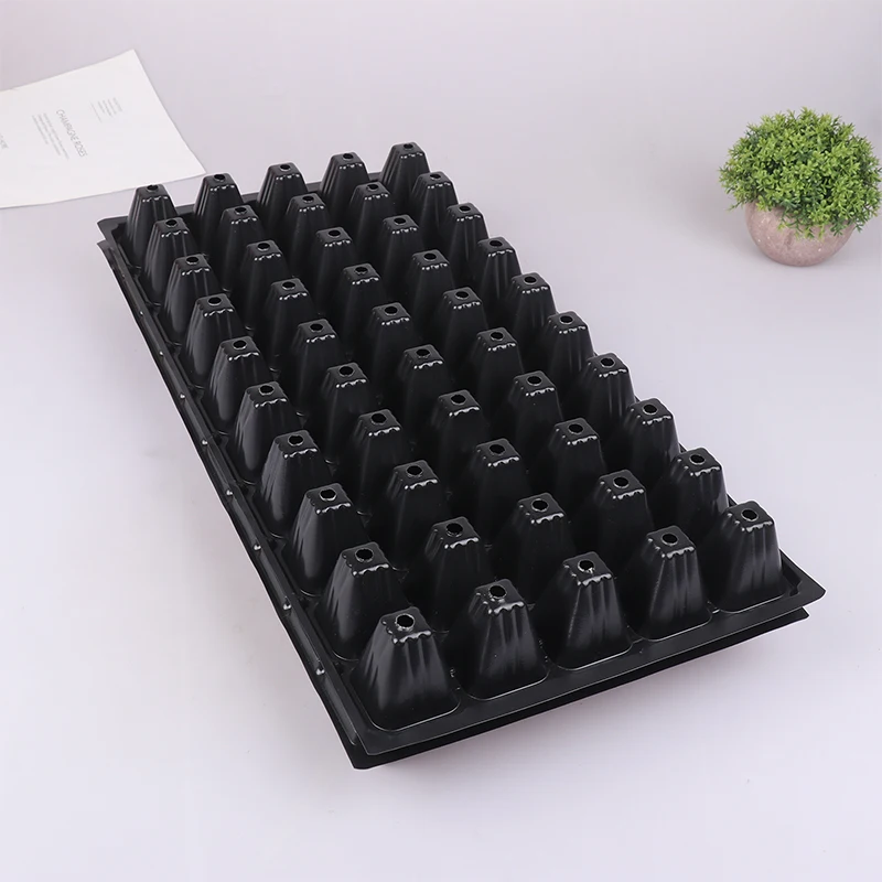 Plateaux de semis en plastique, plateau de germination de jardinage, conteneur de semis noir, fournitures de jardin pour légumes et fleurs, 2 pièces, 50 cellules