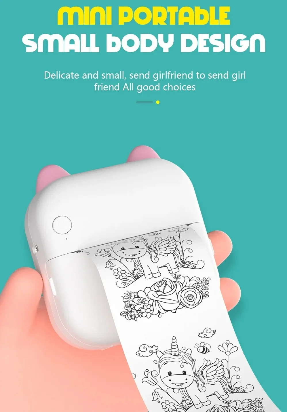 Portable Thermal Printer MINI Wirelessly Bluetooth Printer Photo Label Memo Wrong Question    Pocket Inkless Printer child Gift