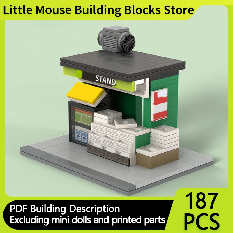 

City Street View Model MOC Building Bricks Newspaper Stand Selling Point Modular Technology Gifts Holiday Assemble Children Toys