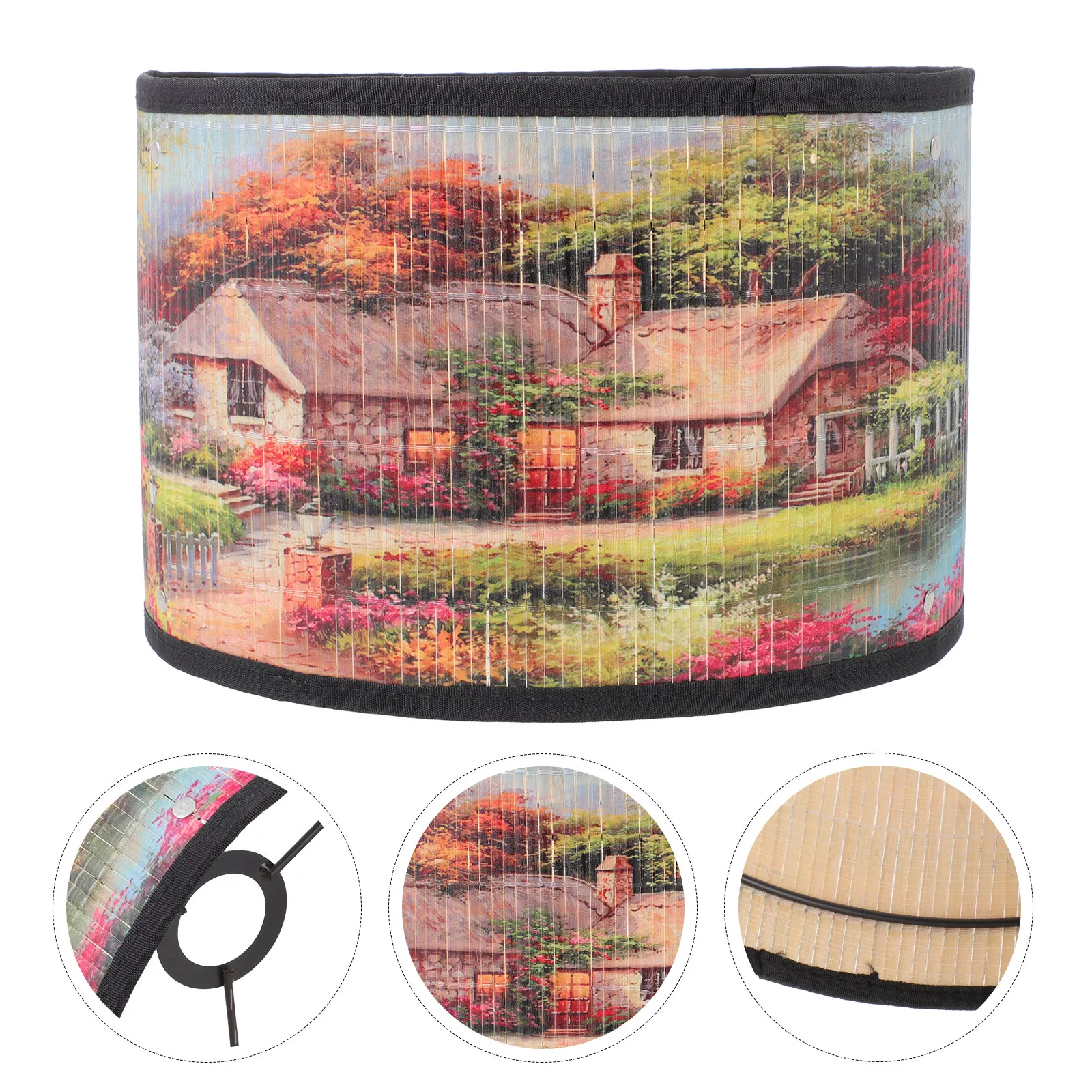 

Bamboo Lampshade E27 Light Covers Iron Japanese Pattern Bedroom Study Decor Home Accessories Sturdy Night Lamp
