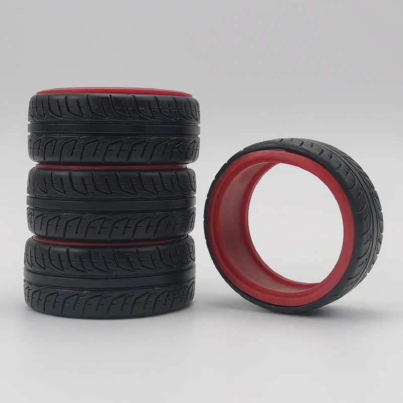 4pcs 1/10 Scale RC Car Drift On Road Touring Hard Plastic Tires Tyres with Soft Insert Model Hobby