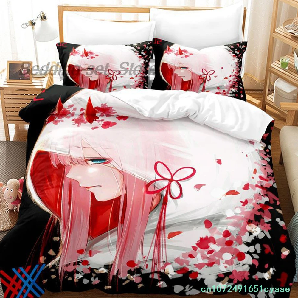 Darling In The Franxx Bedding Set Single Twin Full Queen King Size Bed Set Aldult Kid Bedroom Duvetcover Sets 3D Bed Sheet Set 2