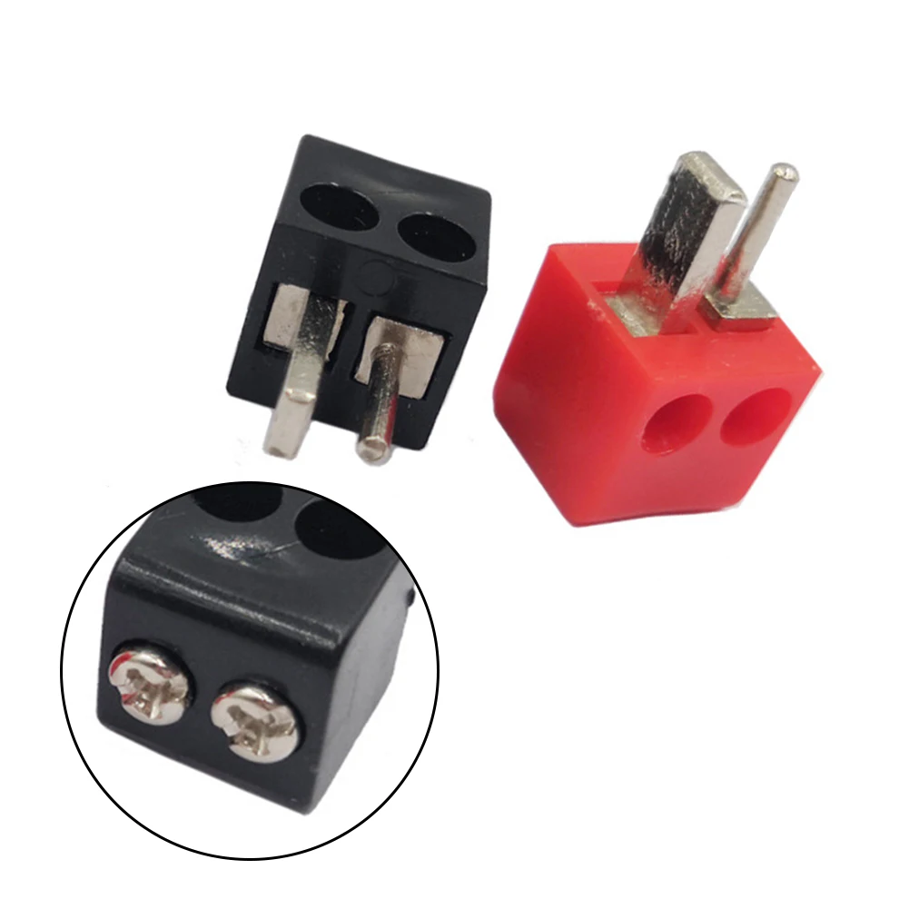 Conector de enchufe de equipo eléctrico, conectores de cable, conexiones de tornillo rojo y negro, enchufe en forma de T de cobre