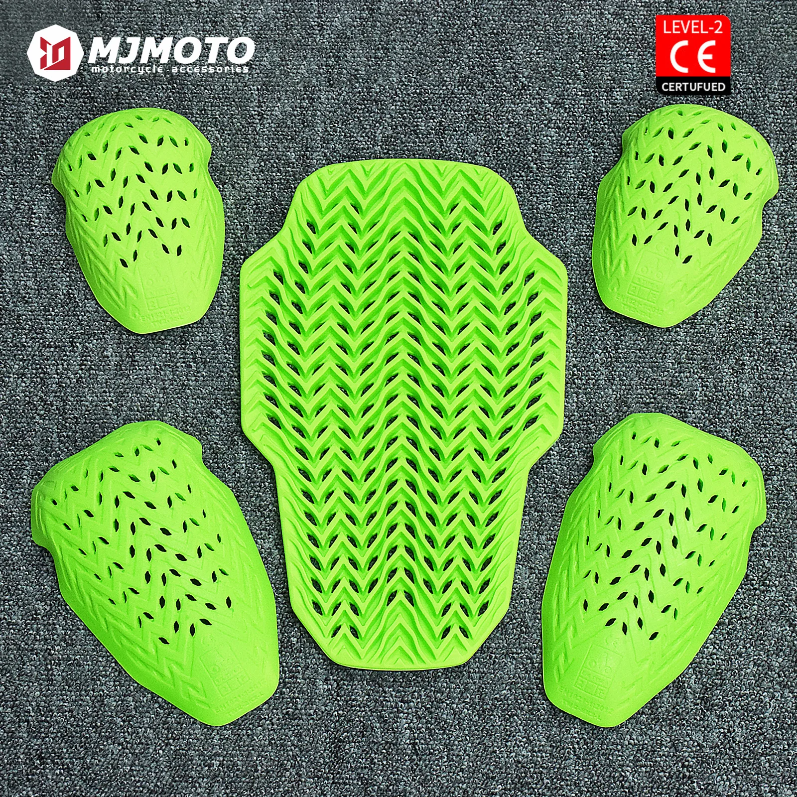 Green Motorcycle CE Level 2 Protective Gear Set PU Armor Anti-Impact Jacket And Pants for Motocross And Off-Road Riding