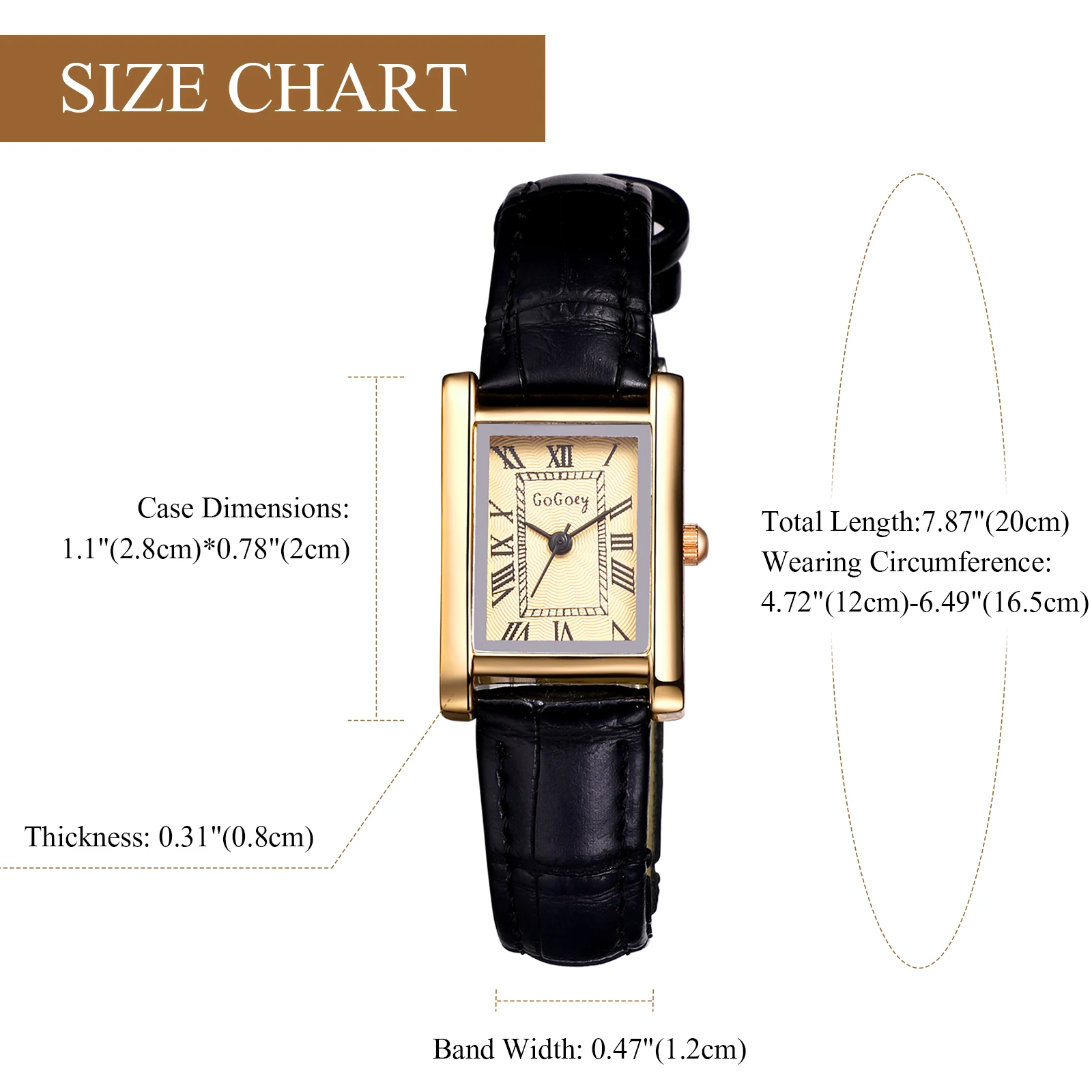 Lancardo Reloj pequeño rectangular de cuero para mujer con números romanos rectangulares plateados Correa de PU premium Reloj exquisito negro para