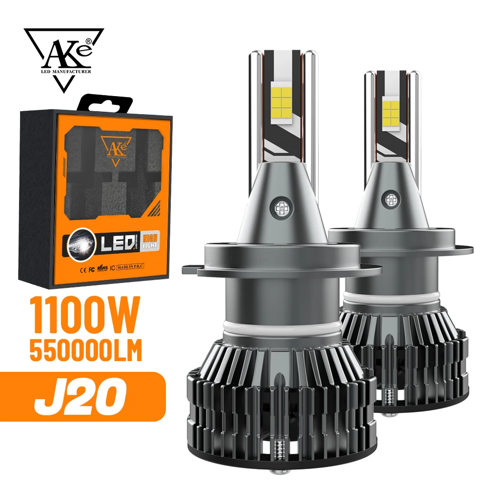 

AKE H7 Car LED Headlight, 800% Brighter, High and Low Beam Bulbs Canbus, H4 H1 H11 9005 9006 9012 LED Bulb Kit, 6000K Cool White