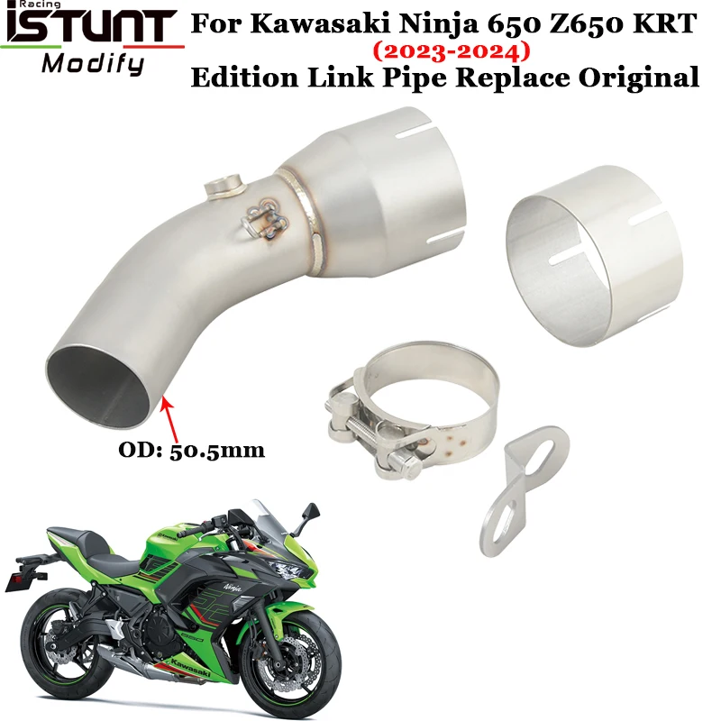 Motorcycle Exhaust Escape Systems For Kawasaki Ninja 650 KRT Edition Z650 2023 2024 Replace Original Mid Link Pipe 51mm Muffler