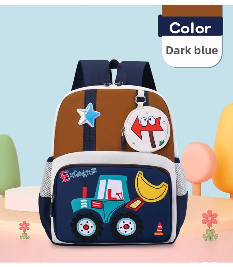 Neuer Kinderrucksack Cartoon Baufahrzeug Jungen Kindergarten-Tasche Atmungsaktiv Mittelgroß für die 3. Klasse – Detail 11