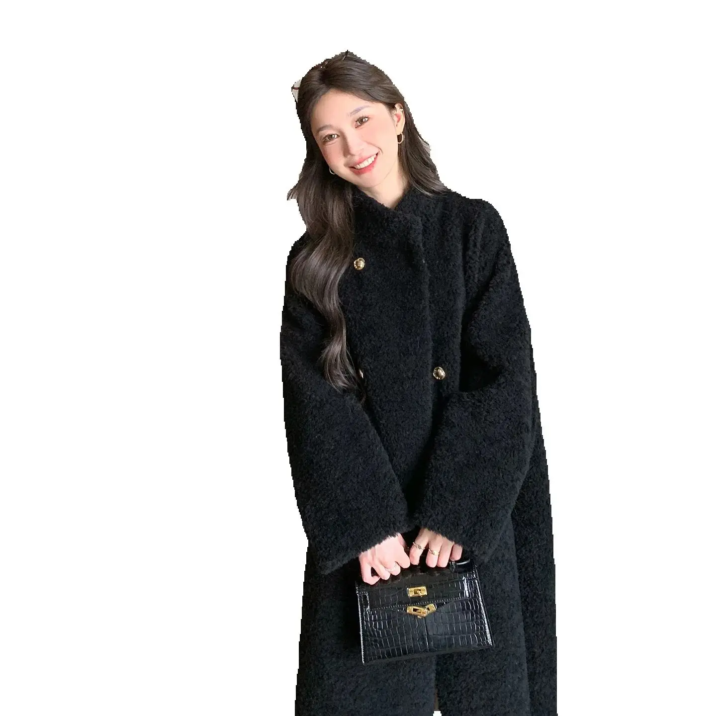 

Новое длинное меховое пальто из шерсти и меха для женщин, осень-зима 2025 года, пальто из овечьей кожи