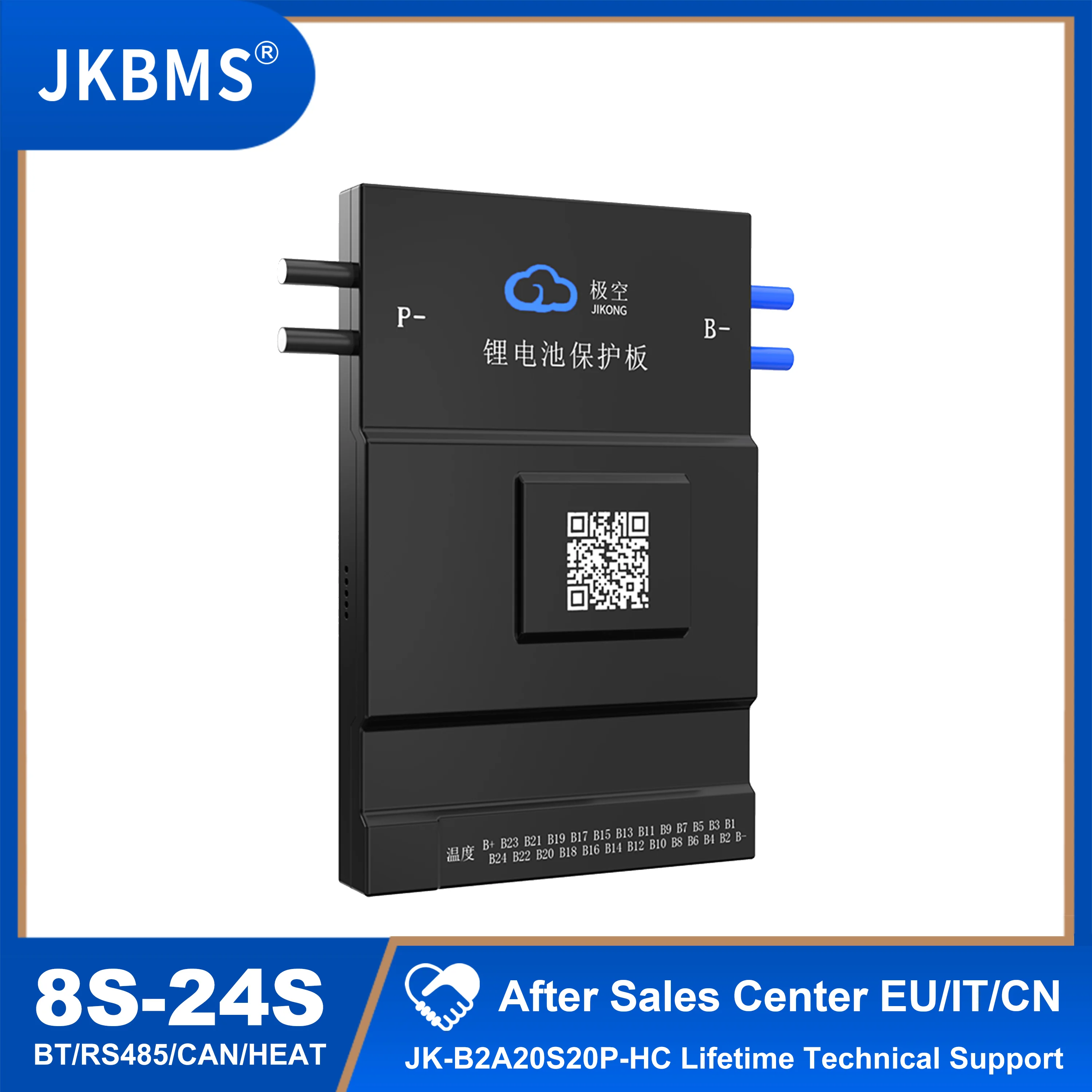 JKBMS B2A20S20P Active Balance Smart Bms 200A CANBUS Rs485 Heat  36V 48V 60V 8S 10S 12S 17S 20S 24S Lifepo4 Li-Ion Lto Battery