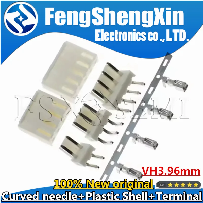 10sets VH 3.96mm 2P 3P 4P 5P 6P 7P 8P 9P 10P 11P 12Pin Male Plug  Curved needle + Female Housing  + Terminals VH3.96 Connector