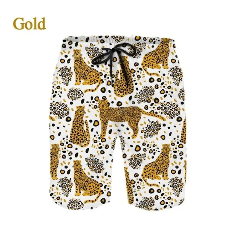 Summer Men's Hip Hop Shorts Leopard 3D Printing Anime Beach Pants Casual Cool Sports Pants Unisex Quick Dry Hawaiian Swim Shorts