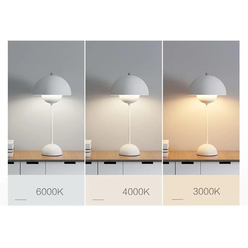 LED Table Lamps Rechargeable Mushroom Bedroom Touch Night Light Desk Lamp Bedside Lamp Simple Modern Decor Gifts Desk Lamp