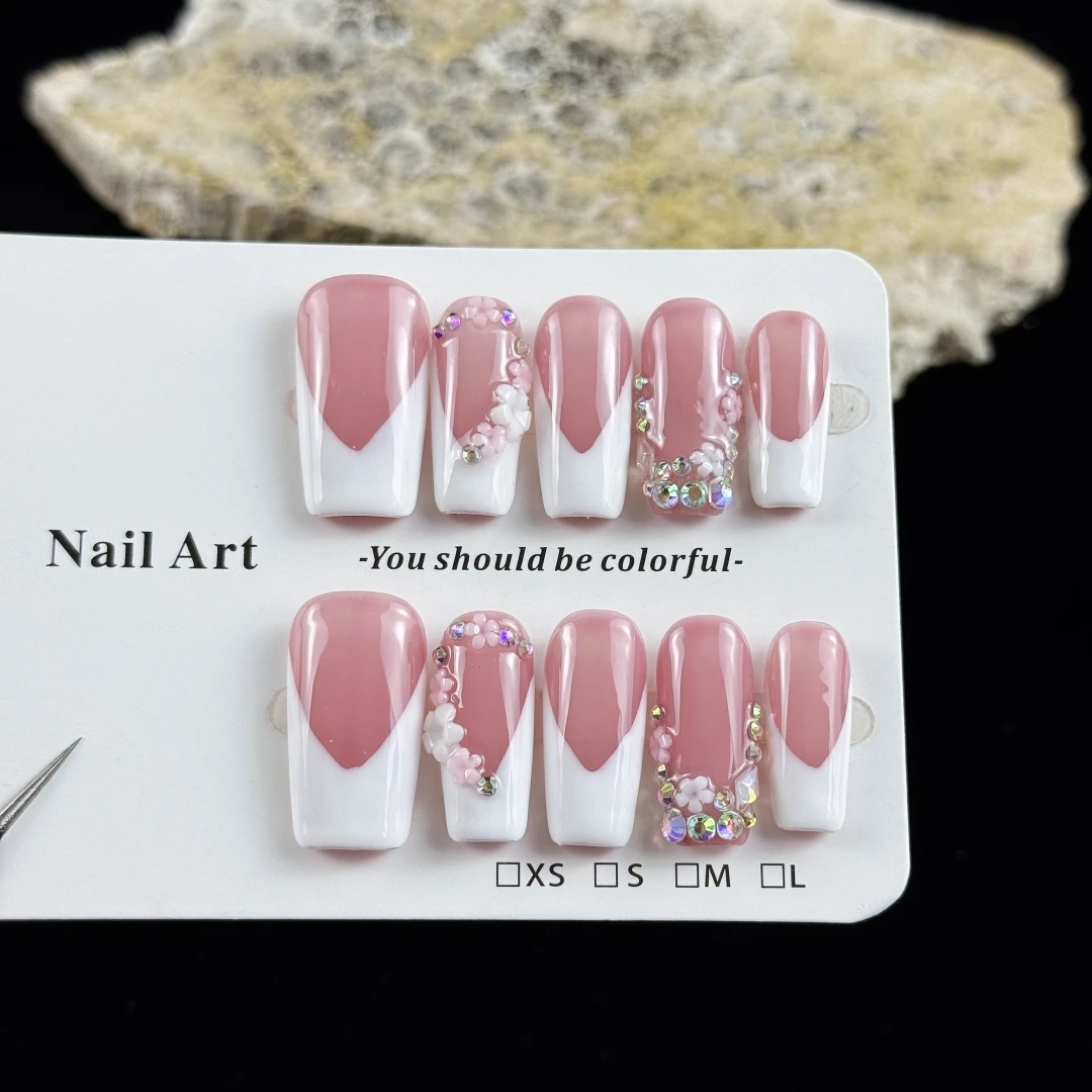 10pcs high-end Fashion pure erotic style, hand-painted three-dimensional engraved patterns, glittering point diamonds handmade