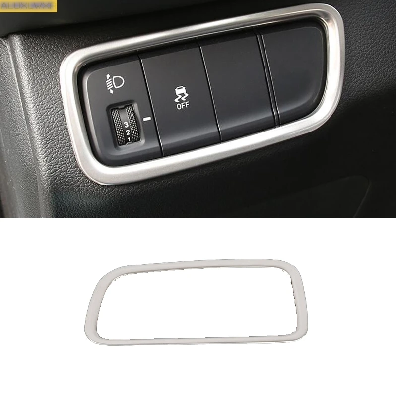 

car Accessories For hyundai santa fe ix45 2019 2020 Front Headlight Head Light Lamp Switch Button Molding Cover Kit Trim