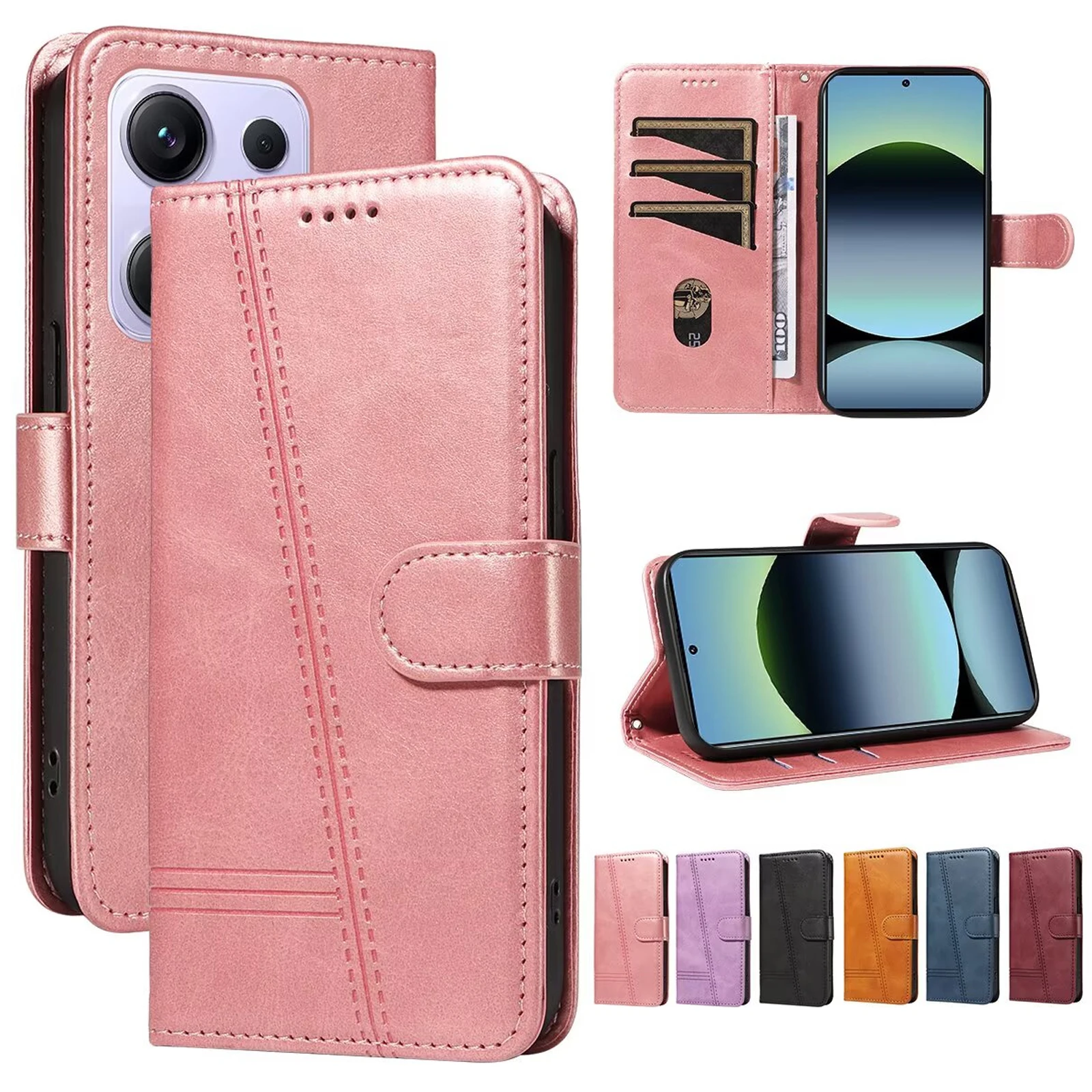 

Wallet Card Stand RFID Blocking Magnetic Flip Leather Case For Xiaomi Redmi 9T 14C 4G 13C 13 5G 12 11A 11X 10X 10A 10C 10 Prime