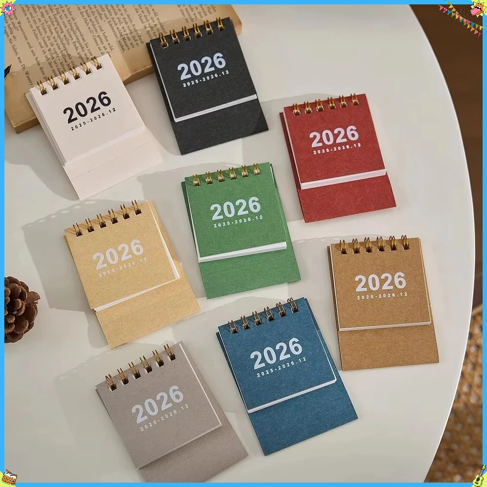 

Мини-простой настольный календарь на 2026 год — креативный календарь в спиральном переплете для украшения рабочего стола и офисных канцелярских принадлежностей