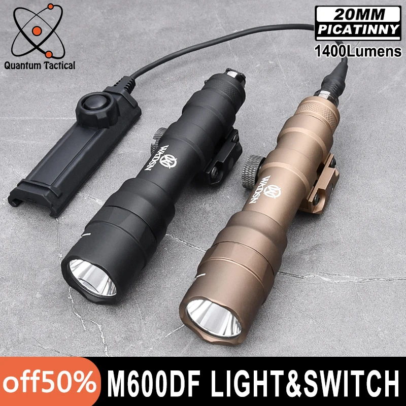 Airsoft M600 M600DF Tactical Flashlight Set 1400lumes Hunting Weapon Scout Light Button Dual Function Switch Fit 20mm Rail