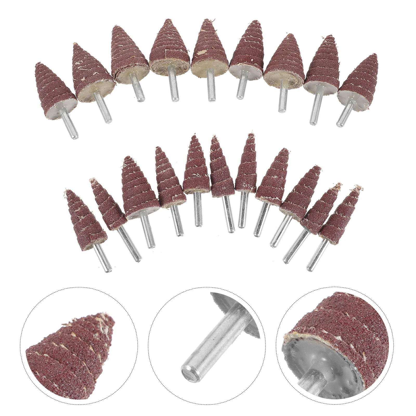 

20pcs Abrasive Flap Wheel Cone Shape Grinding Heads 20 Sizes Durable Rotatable Sanding Cloth For Rotary Tools Replacement Kit