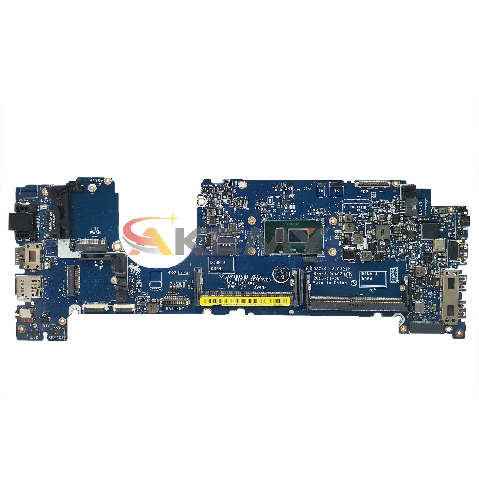 AKEMY LA-F321P Notebook Mainboard For Dell Latitude E7490 7490 0V05J5 03MK2N 0PP44F 02766V Laptop Motherboard CPU i5 i7 8th Gen