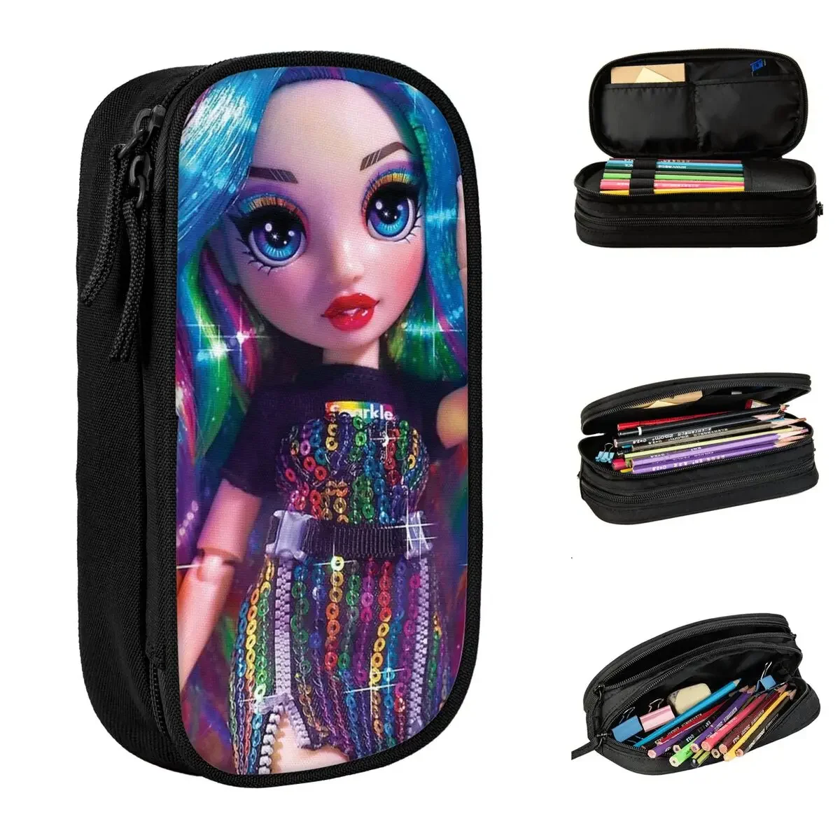 Amaya Raine Rainbow High Doll Pencil Case Pen Box Bags Girls Boys Large Storage School Supplies Zipper Pencilcases