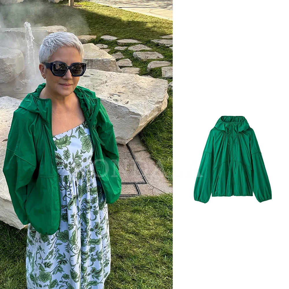 KONDALA 2026 Spring Autumn Casual Basic Green Loose Women Jackets Fashion Green Beach Garden Parties Date Hiking Ladies Jackets