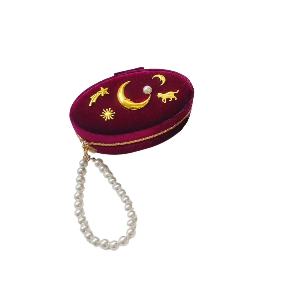 

Luxury Moon Star Jewelry Storage Box Mini Velvet Finger Ring Box Pearl Keychain Dustproof Bracelet Carrying Case Gifts